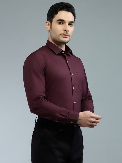 KOMPANION Men's Smart Office Wine Plain Shirt | Oxford