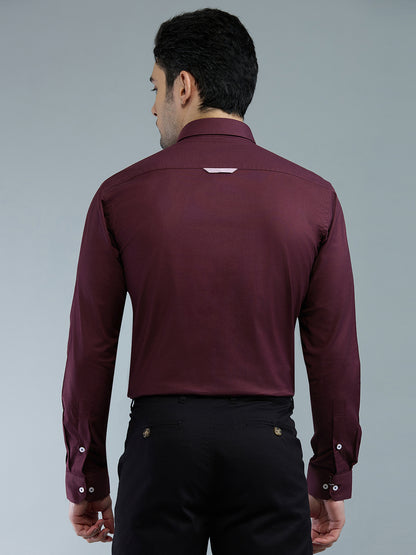 KOMPANION Men's Smart Office Wine Plain Shirt | Oxford
