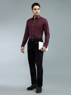 KOMPANION Men's Smart Office Wine Plain Shirt | Oxford