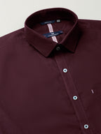 KOMPANION Men's Smart Office Wine Plain Shirt | Oxford