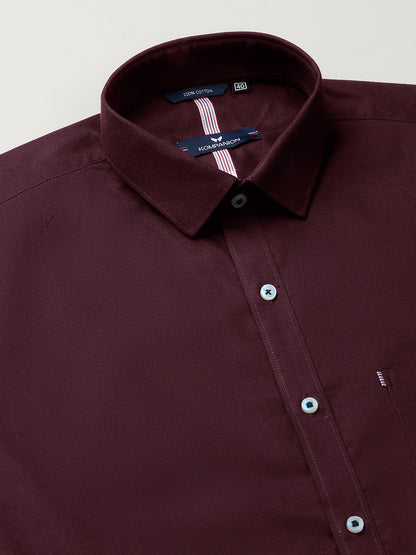 KOMPANION Men's Smart Office Wine Plain Shirt | Oxford