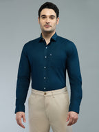 KOMPANION Men's Smart Office Wear Teal Blue Shirt | Oxford