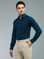 KOMPANION Men's Smart Office Wear Teal Blue Shirt | Oxford