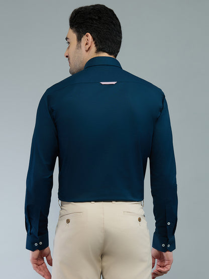 KOMPANION Men's Smart Office Wear Teal Blue Shirt | Oxford