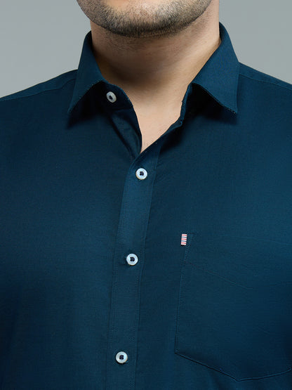 KOMPANION Men's Smart Office Wear Teal Blue Shirt | Oxford