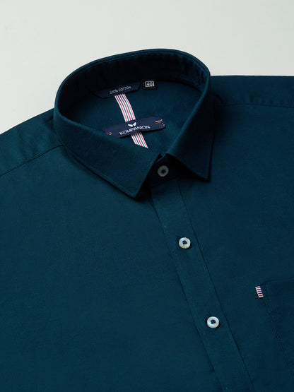 KOMPANION Men's Smart Office Wear Teal Blue Shirt | Oxford