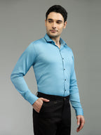 Blue - Kompanion Men's Solid Shirt | Lycra