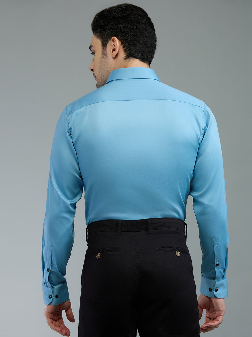 Blue - Kompanion Men's Solid Shirt | Lycra