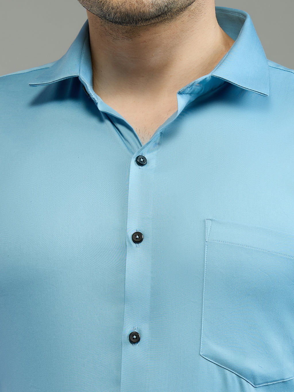 Blue - Kompanion Men's Solid Shirt | Lycra