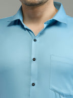 Blue - Kompanion Men's Solid Shirt | Lycra
