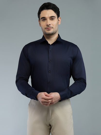 Navy Blue - Kompanion Men's Solid Shirt | Lycra