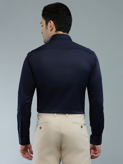 Navy Blue - Kompanion Men's Solid Shirt | Lycra