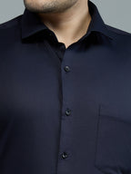 Navy Blue - Kompanion Men's Solid Shirt | Lycra