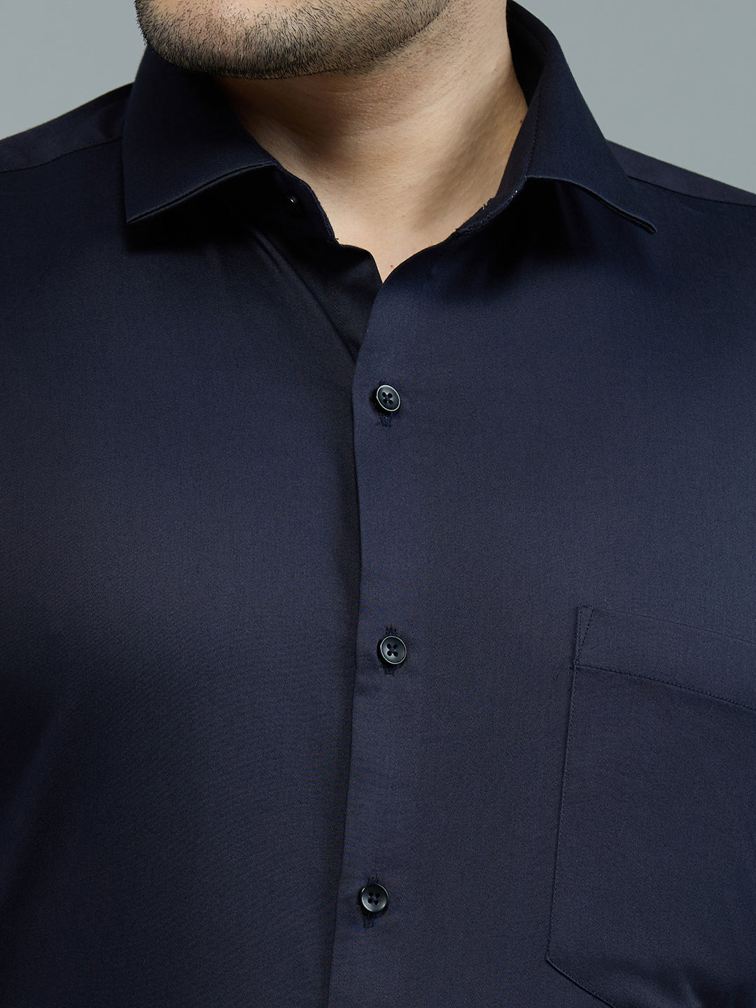 Navy Blue - Kompanion Men's Solid Shirt | Lycra