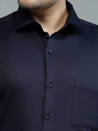 Navy Blue - Kompanion Men's Solid Shirt | Lycra