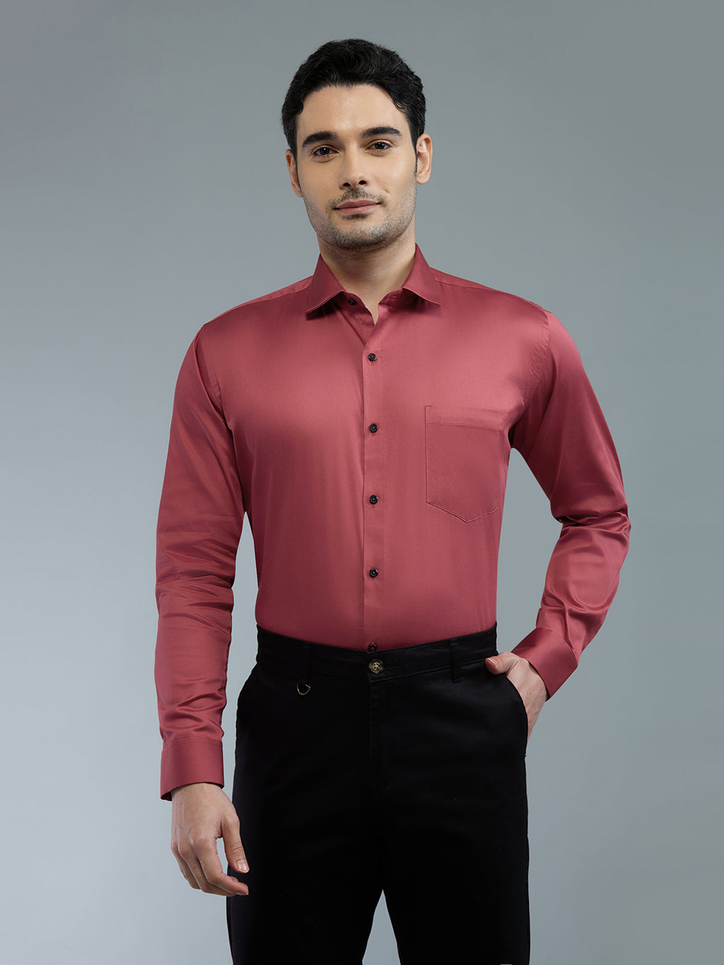 Majenta - Kompanion Men's Solid Shirt | Lycra