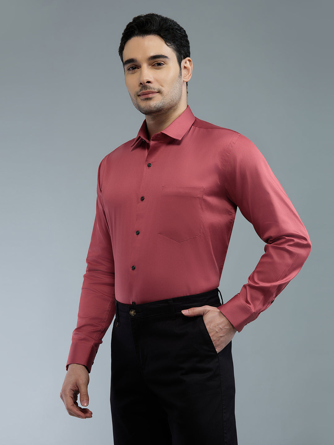 Majenta - Kompanion Men's Solid Shirt | Lycra