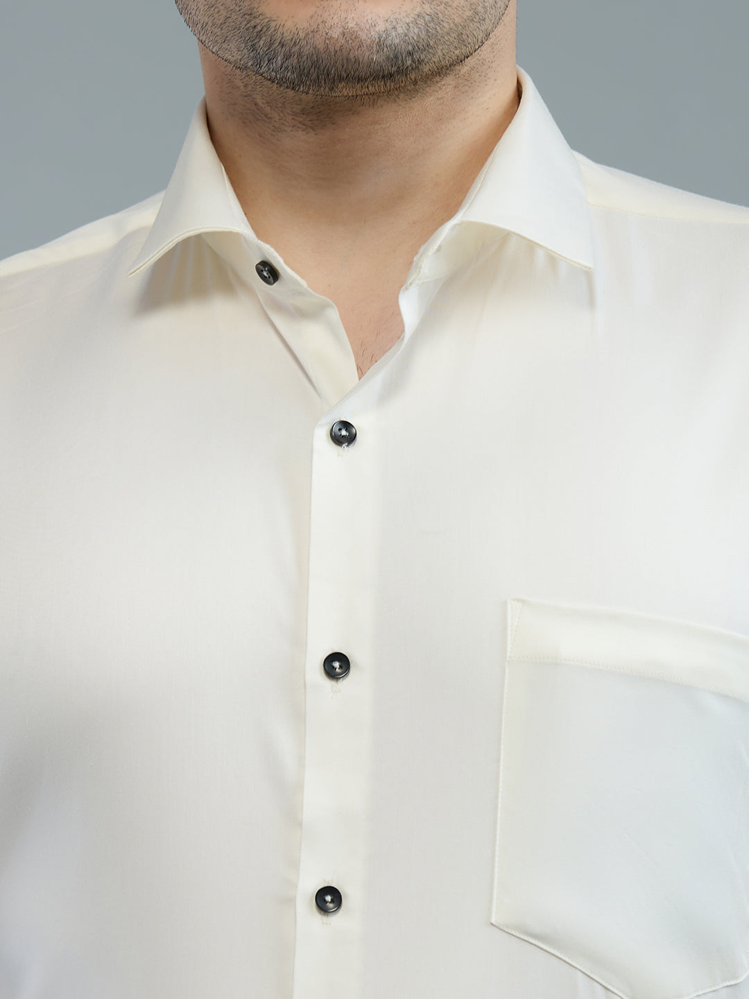 Cream - Kompanion Men's Solid Shirt | Lycra