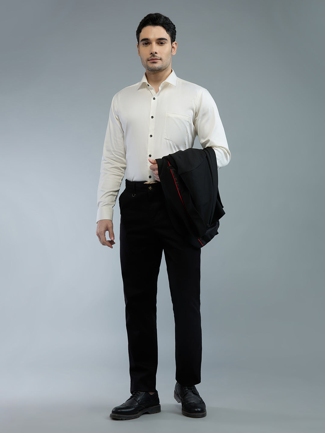 Cream - Kompanion Men's Solid Shirt | Lycra