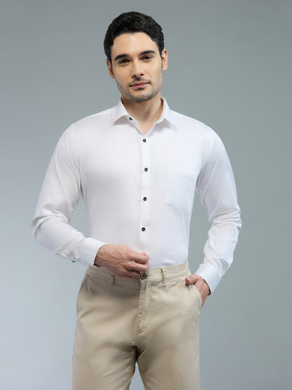Plain White - Kompanion Men's Solid Shirt | Lycra