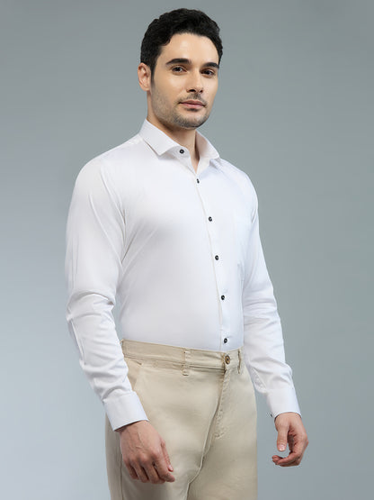 Plain White - Kompanion Men's Solid Shirt | Lycra