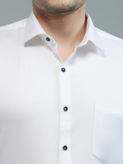 Plain White - Kompanion Men's Solid Shirt | Lycra