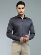 Dark Grey - Kompanion Men's Solid Shirt | Lycra