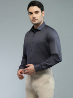 Dark Grey - Kompanion Men's Solid Shirt | Lycra