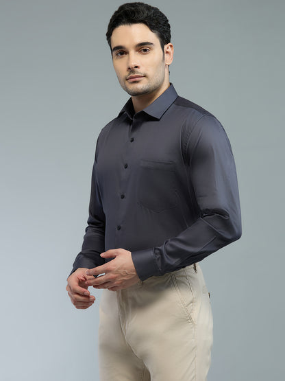 Dark Grey - Kompanion Men's Solid Shirt | Lycra