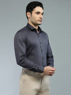 Dark Grey - Kompanion Men's Solid Shirt | Lycra