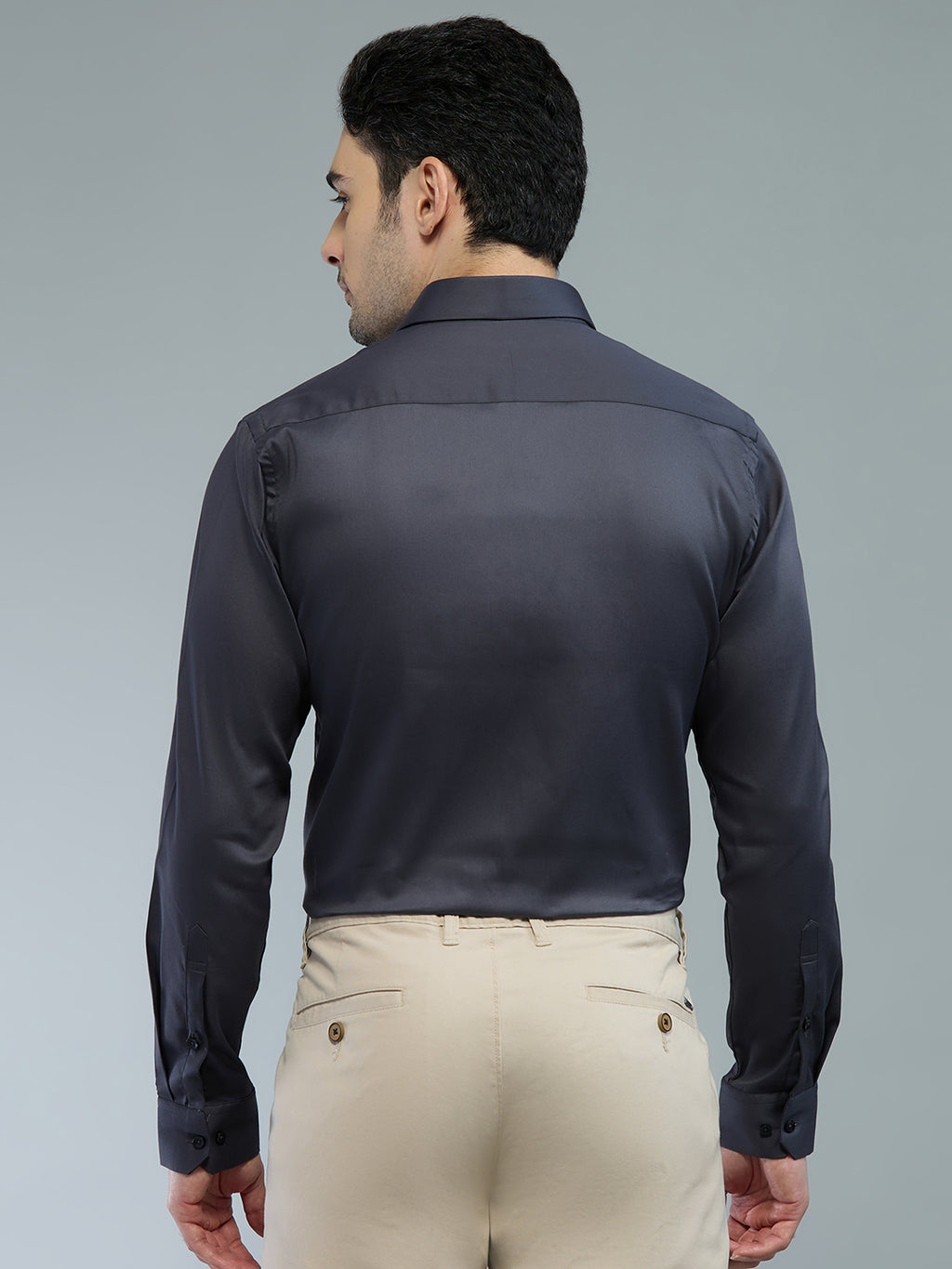 Dark Grey - Kompanion Men's Solid Shirt | Lycra