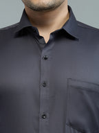 Dark Grey - Kompanion Men's Solid Shirt | Lycra