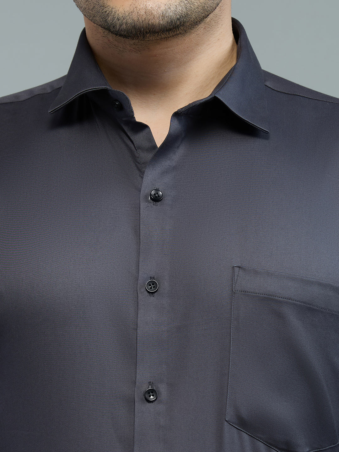 Dark Grey - Kompanion Men's Solid Shirt | Lycra