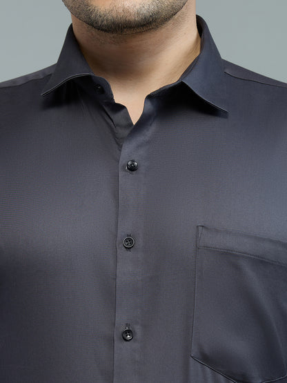 Dark Grey - Kompanion Men's Solid Shirt | Lycra