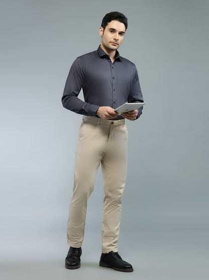 Dark Grey - Kompanion Men's Solid Shirt | Lycra