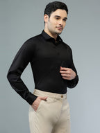 Plain Black - Kompanion Men's Solid Shirt | Lycra