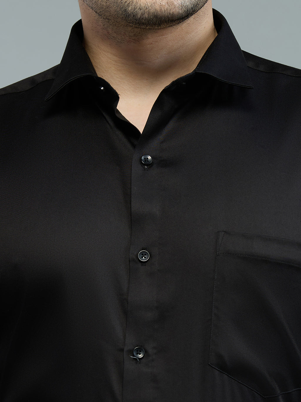 Plain Black - Kompanion Men's Solid Shirt | Lycra