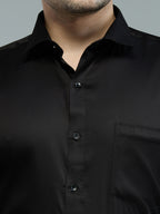 Plain Black - Kompanion Men's Solid Shirt | Lycra