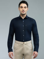 KOMPANION Men's Smart Office Navy Blue Shirt | Oxford