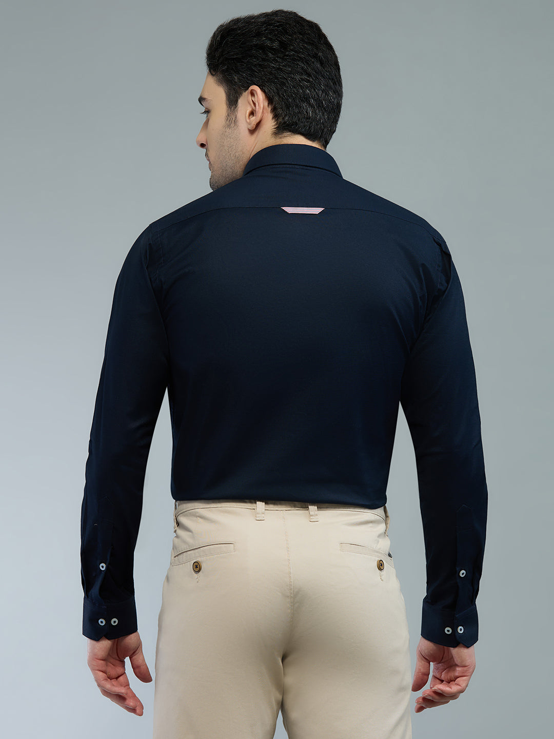 KOMPANION Men's Smart Office Navy Blue Shirt | Oxford