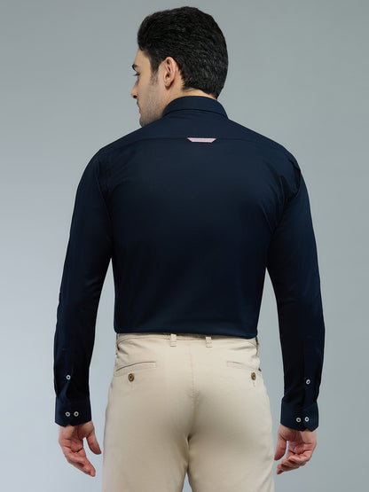 KOMPANION Men's Smart Office Navy Blue Shirt | Oxford