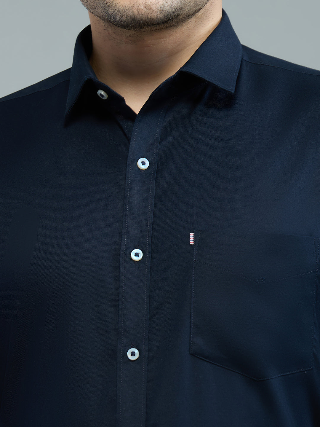 KOMPANION Men's Smart Office Navy Blue Shirt | Oxford