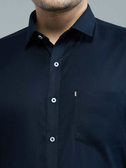 KOMPANION Men's Smart Office Navy Blue Shirt | Oxford