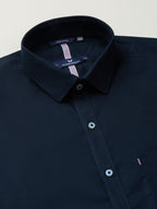 KOMPANION Men's Smart Office Navy Blue Shirt | Oxford