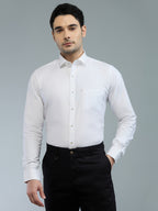 KOMPANION Men's Smart Office Wear White Plain Shirt | Oxford