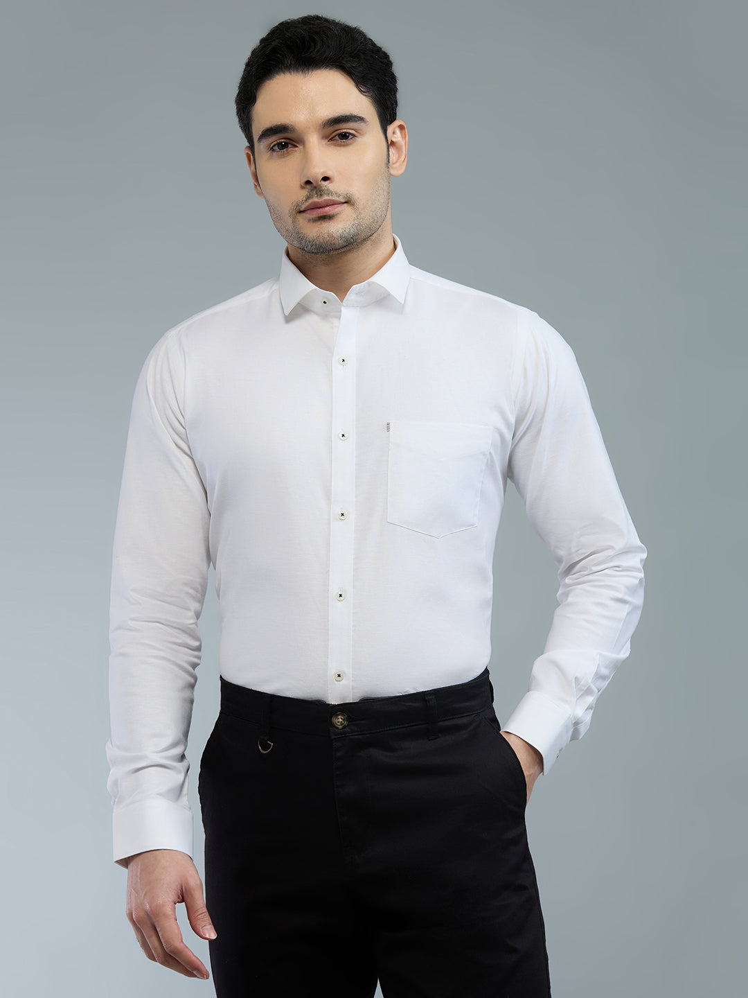 KOMPANION Men's Smart Office Wear White Plain Shirt | Oxford