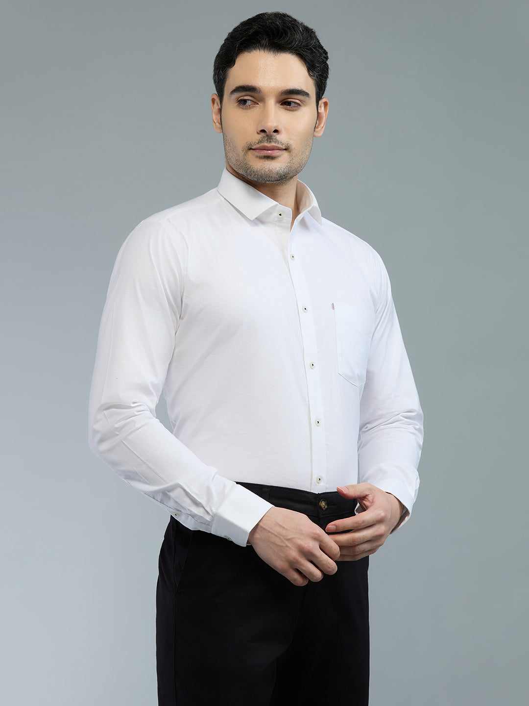 KOMPANION Men's Smart Office Wear White Plain Shirt | Oxford