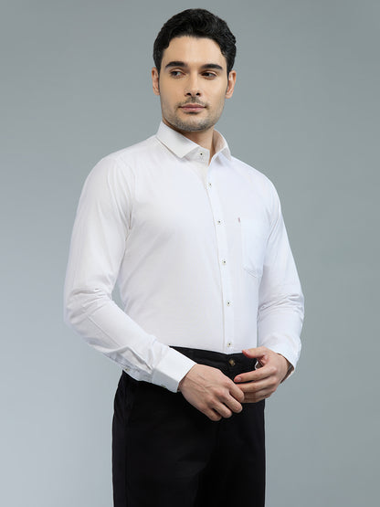 KOMPANION Men's Smart Office Wear White Plain Shirt | Oxford