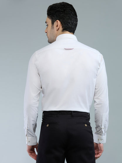 KOMPANION Men's Smart Office Wear White Plain Shirt | Oxford