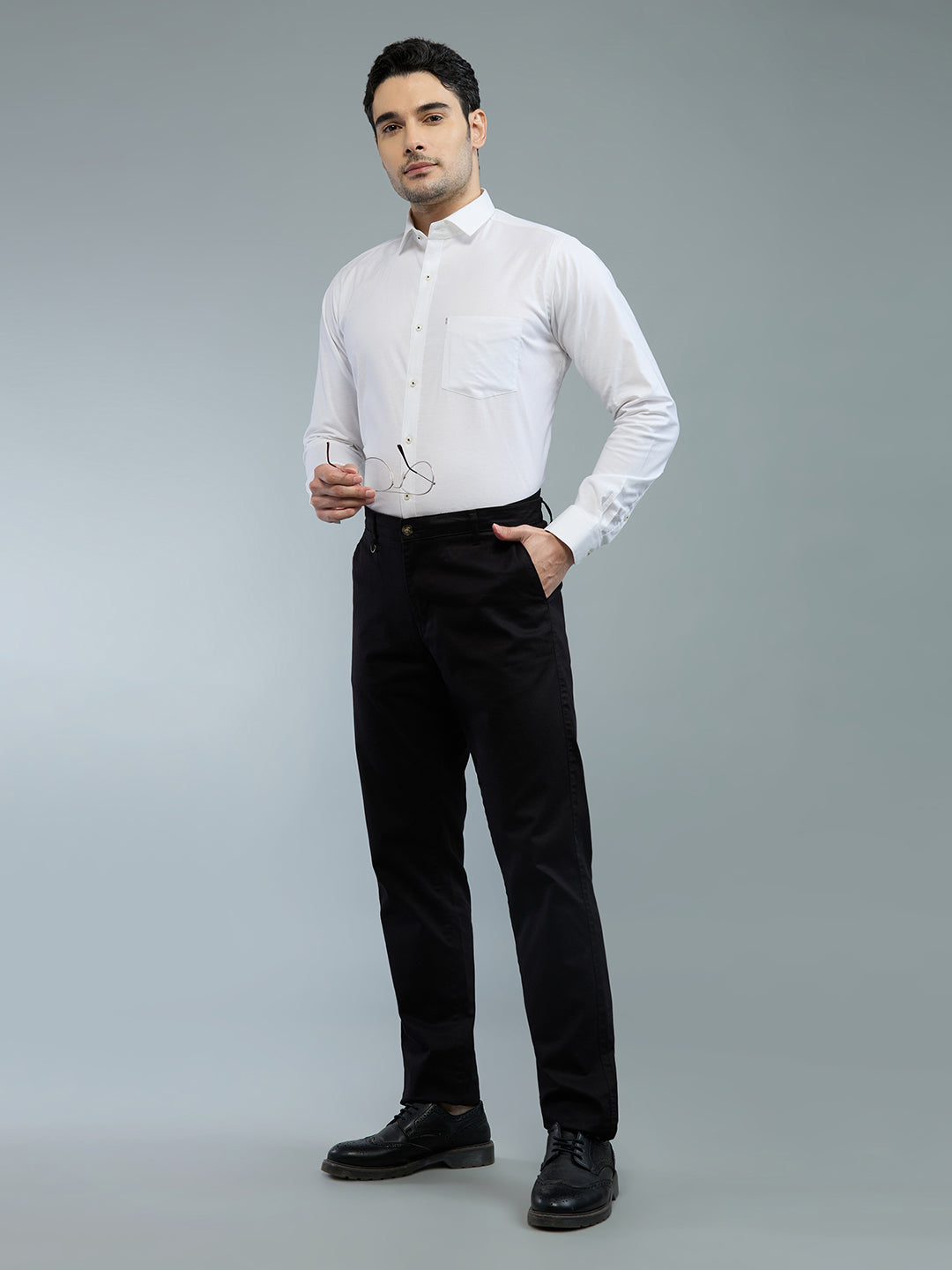 KOMPANION Men's Smart Office Wear White Plain Shirt | Oxford